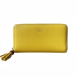 Authentic Gucci Bamboo collection long zip around wallet yellow